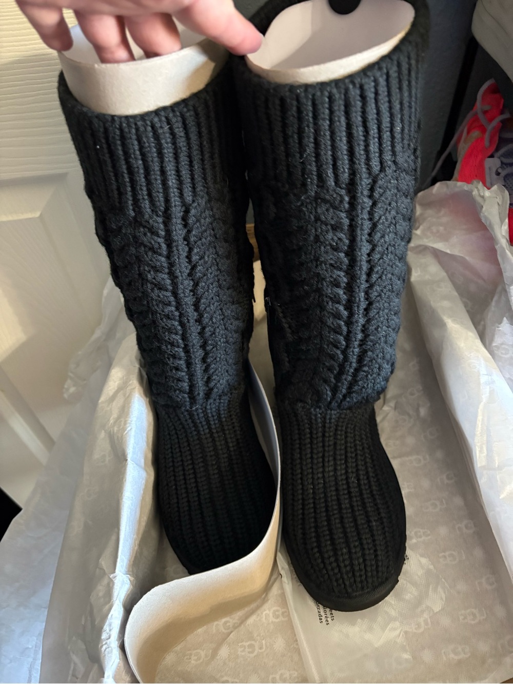 UGG Black Cable Knit Mid-Calf Boots